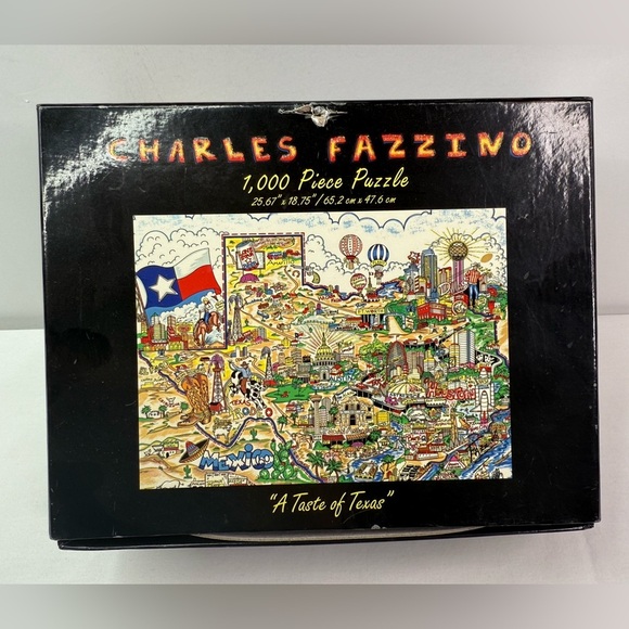 'Charles Fazzino Puzzle "A Taste of Texas” New In Box 1000 Pieces - Picture 1 of 3